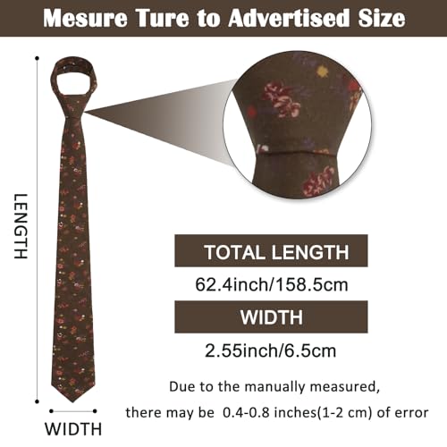 Image of Mantieqingway Men Skinny Tie Cotton Floral Necktie for Wedding Groomsmen Tie