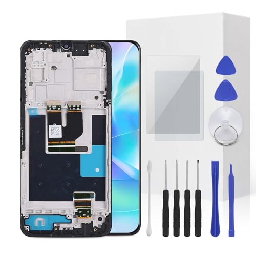 Jencyfu for T Phone REVVL 7 5G Screen Replacement Kit LCD Screen Display Touch Digitizer Frame Assembly with Repair Tool for Model T Phone REVVL 7 5G TMRV075G 6.6inch
