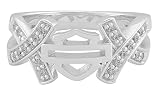 Harley-Davidson Women's Criss Cross White Crystal B&S Ring, Sterling Silver (7)