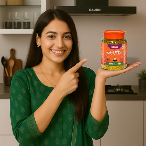 Image of Nilon's Uttam Pradesh Green Chilli Pickle (475g) Homemade Hari Mirch Ka Aachar | Spicy Pickle in Authentic UP Style with Green Chilli, Mustard Oil & Spices Mixed with No Added Artificial Colour
