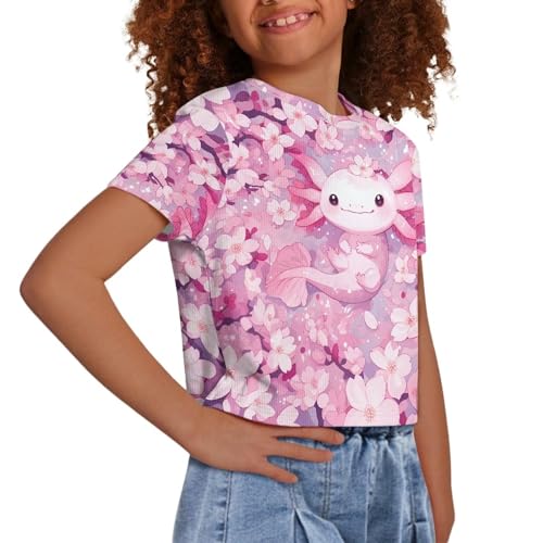 Image of Kids Crop Top Short Sleeve T-Shirts for Girls Size 5-14