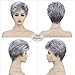 SEVENCOLORS Short Grey Silver Wigs for White Women Natural Layered Pixie Cut Wigs with Bangs Synthetic Short Gray Hair Wig for Older Women