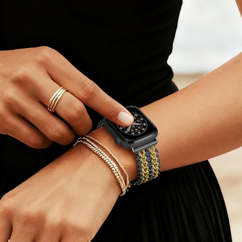 Image of Metal Band Compatible with Apple Watch Bands for Women 40mm 41mm 42mm 38mm 44mm 45mm 46mm 49mm, Dressy Stainless Steel Link Bracelet, Designer Strap for iWatch Series 11 /SE /10 /9 /8 /7 /6 /5 /4 /3 /2 /1 /Ultra