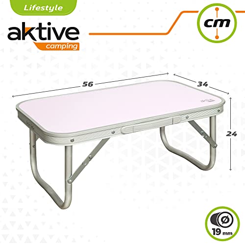 Aktive 52869-Low Camping Table 56 x 34 x 24 cm, Aluminium, Not Applicable, Mauve - Image 2