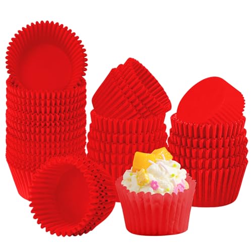 Confezione da 1000 mini pirottini di carta per pasticceria, piccole cheesecake e muffin, colore rosso