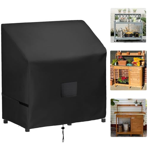 FLYMEI Outdoor Garden Potting Bench Table Cover, Waterproof Windproof Protective Cover for Outdoor Cabinet/Potting Benches for Outside/Garden Table for Planting, 47