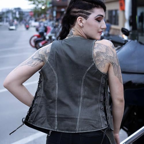 Image of Milwaukee Leather Women's Premium Classic Leather Motorcycle Rider Vest w /Adjustable Side Laces