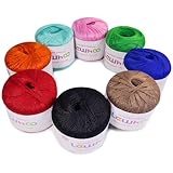 Lewhoo Crochet Thread, Size 10 Mercerized Cotton Lace Yarn Set, 8 Pearl 50g Balls Yarn for Hand Knitting