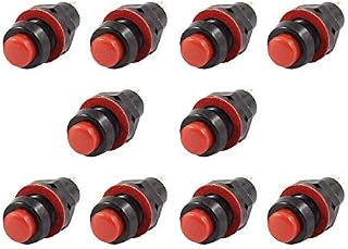 Karcy 10Pcs DS-211 10mm Compact Self-Locking Push Button Switch Latching SPST (Red)