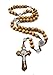 Saint Benedict Evil Protection Medal with Cross Wood Beads Rosary Necklace Nazareth Store