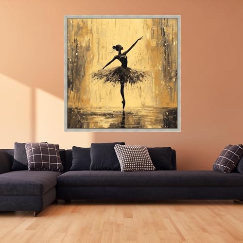 Silhouette de tutu noir sur tableau de ballet abstrait pour salon - 4