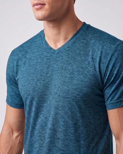 Image of 5 Pack: Men's V-Neck Dry-Fit Moisture Wicking Active Athletic Tech Performance T-Shirt