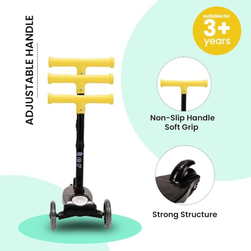 Image of Tinyberg | Scooter for Kids 3+ Years | 3-Wheels Scooter with LED Flashing Wheels | Adjustable Height, Foldable & Lightweight, Foot Brake, Kick Scooter for 50kg Capacity