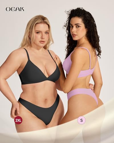 Image of OEAK Seamless Thongs for Women Invisible Thongs No Show Thong Panty Liners Tangas Comfortable Workout G-Strings Underwear Cherry Blossom XS
