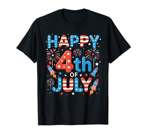 Happy 4th of July Patriotic American Flag USA Men Women Kids T-Shirt