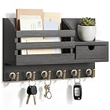 FifthQuarter Soporte para llaves y correo para pared, estante de llaves de fácil instalación para entrada y decoración del hogar (A-negro