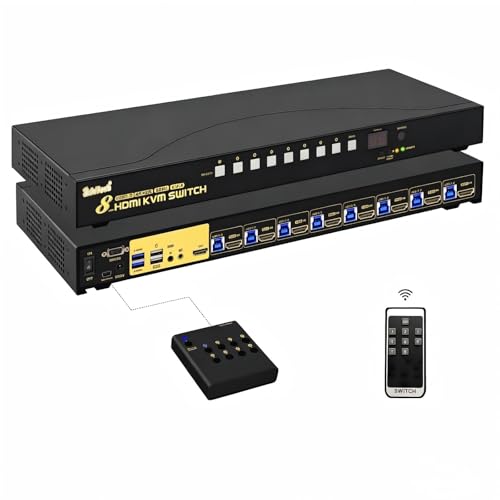 JideTech 8-Port HDMI KVM Switch 4K@60Hz
