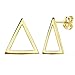 Boucled’oreille Les femmes 18K 14mm. forme Triangle Straight Edge Calado Fermer la pression