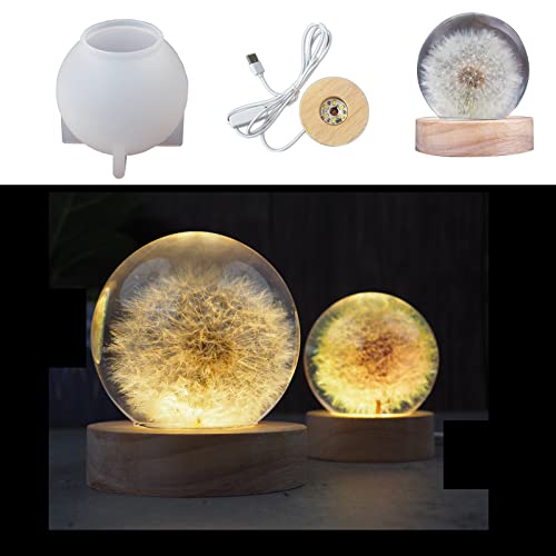 LUPATDY Moules en Silicone Résine époxy DIY LED Lampes, Moule de Lampe en résine époxy avec Base éclairée, Convient pour la Fabrication de Cadeaux… Cover