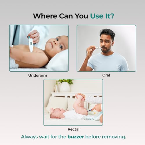 Image of PharmEasy Digital Flexible Tip Thermometer for Fever, Fast & Accurate Temperature Reading in Celsius | Waterproof, Oral & Underarm Use for both Kids & Adults | Ideal for Home Use, Easy-to-Read Screen