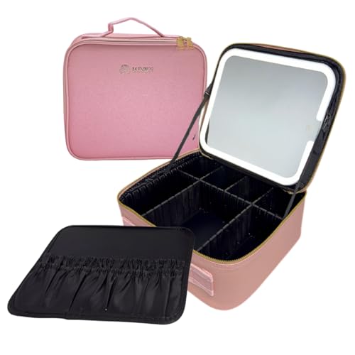 Maleta Maquiagem Necessaire De Couro Com Espelho Led Personalizável - Ledbag bolsa organizadora - Lu