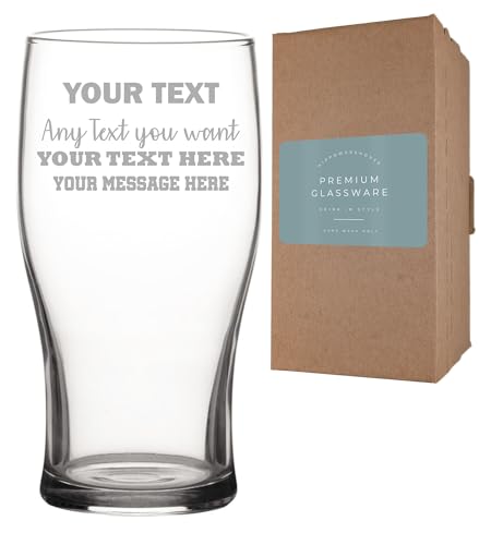 Hippowarehouse Personalised Engraved Pint Glass Your Text Tulip Fathers Day Gift Message Thoughtful Gift for Him Custom