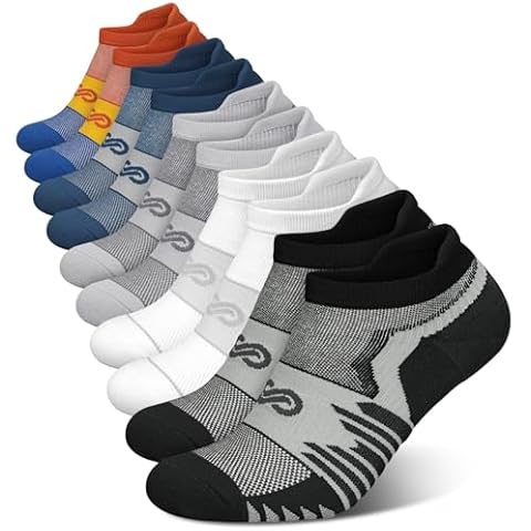 Mens Athletic Ankle Socks（5 Pairs）, Running Cushioned with Arch Support Blister Resistance Cover