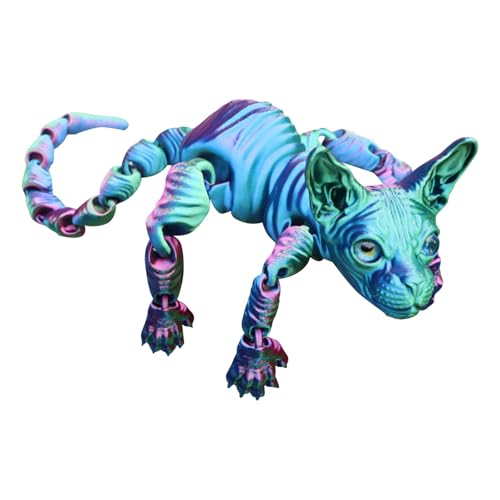 Gato guardián 3D, animales impresos en 3D gato sin pelo, figura animal realista y colorida de tamaño real, articulaciones flexibles, decoración de oficina o hogar, para los que aman a los gatos