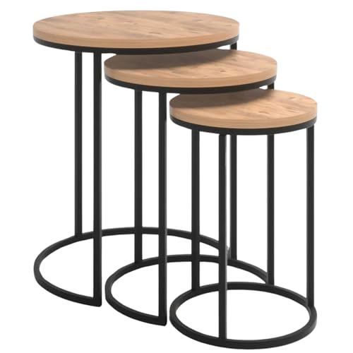 Round Nesting Coffee Table Set - Atlantic Pine Finish
