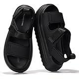 Project Cloud Platform Sandals for Women 2025 – Memory Foam Insole, Lightweight & Slip-Resistant Womens Sandals – Stylish, Beach-Ready Waterproof Women Footwear (Goldie, BLK, 8.5)