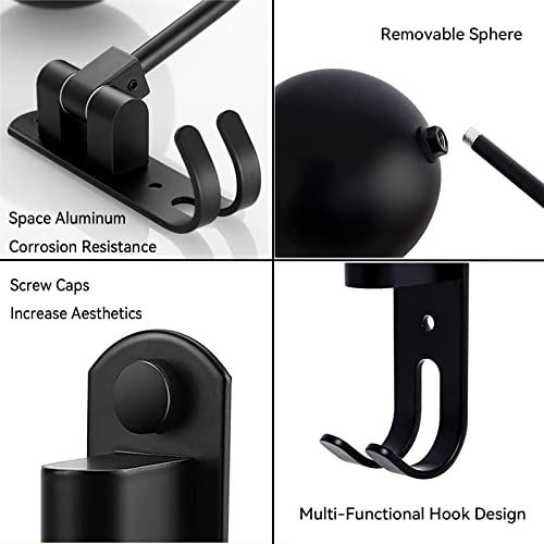 Motorcycle Helmet Rack, 180 ° Rotating Multifunctional Helmet Bracket Wall-Mounted With 2 Hooks For Hanging Helmet, Gloves, Backpack, Riding Clothes, Motorcycle Helmet Accessories Storage Black-2Pcs #TOP4