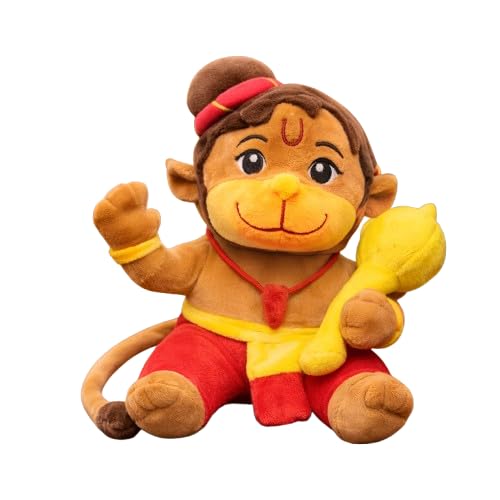 Image of AVSHUB Lord Hanuman Plush Toy Cute Bajrang Bali Soft Doll with Gada Stuffed Baby Hanuman with Soft Plush Toy, Best Return Gift for Infants, Toddlers & Kids (Medium - 25 Cm, Without Music)