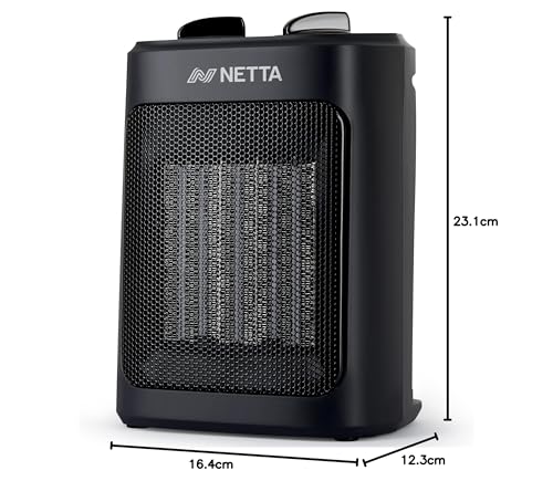 NETTA Ceramic Fan Heater 2000W Heat Settings Thermostat with