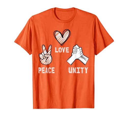 Paz Amor Unidad Naranja Anti Bullying Unidad Día Niños Camiseta