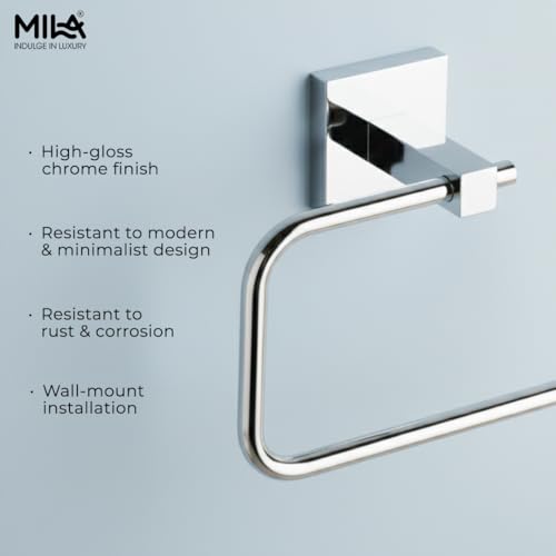 Image of Mila Floro Napkin Ring | SS304 Stainless Steel | Chrome Finish | Wall-Mounted Bathroom & Kitchen Towel Holder | Rust-Proof, Durable & Modern