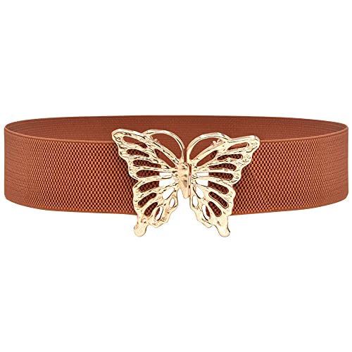 YOU&M Women's Butterfly Buckle Elastic Waist Belt Stretch Corset for Cute Elegant Sweet Dress Belt Plus Size3