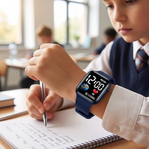 Image of GOLDENIZE FASHION Smart Watch for Kids Girls /Boys, Brthday Return Gift for Kids, Luminous LED Display Fashionable Kids Digital Watches Waterproof Sports Square Electronic Watch for Kid, Boy /Girls
