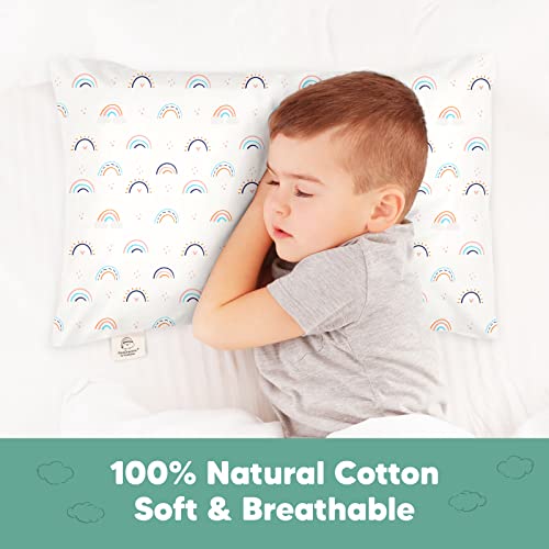 Image of KeaBabies Toddler Pillowcase 13 inchx18 inch - Organic Cotton Toddler Pillowcase for Kids, Boys,Girls,Soft & Durable Cotton Cover for Miniature Sleepy Pillows,Cute Colors,Pillow Sold Separately(Jolly Rainbow)