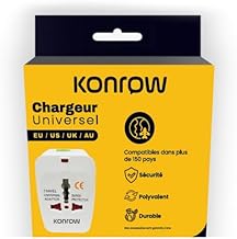 Konrow 931 - Adaptateur Universel (EU/US/UK/AU, Blanc) - Emballage Original