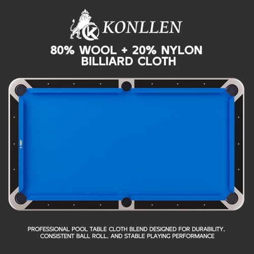 KONLLEN 9ft Pool Table Felt, 80/20 Wool Nylon Blend Billiard Table Cloth with Pre-Cut Strips, Professional Replacement Felt for Home & League Play - Image 3