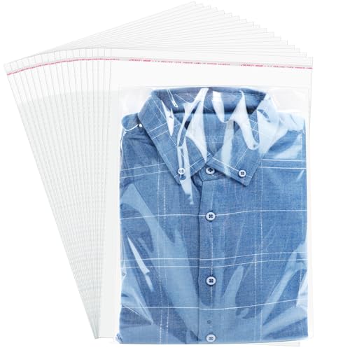 Zellophanbeutel selbstklebend 26x40 cm 100 Stück durchsichtige Plastiktüte wiederverschließbare transparente OPP-Taschen zum Verpacken von Kleidung Hemden dekorativen Verpackungen Kunstwerken