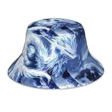 WHJSHOP Blue Totoro Prints Reflective Bucket Hat for Men and Women - Protection Headwear for Outdoor Activities, Black, One Size