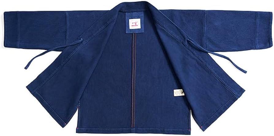 刺し子　植物藍染綿　インディゴコットン　半纏　褞袍　作務衣　道着　着物ジャケット 刺し子 植物藍染綿 インディゴコットン 半纏 褞袍 作務衣 道着