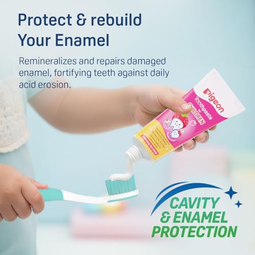 Image of Pigeon Baby Toothpaste for Kids Starwberry | Fluoride-Free, SLS-Free & Safe if Swallowed | Prevents Tooth Decay & Supports Healthy Gums | Mild Flavor for Daily Use (Strawberry)