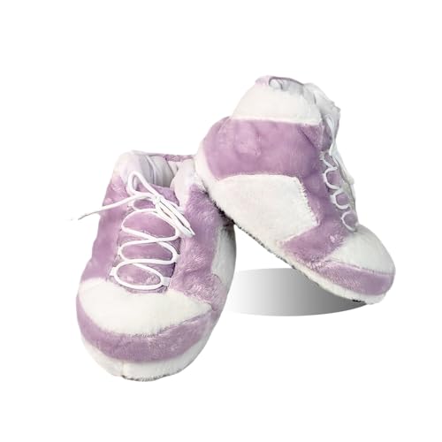 MOLERFO Sneaker Slippers Non Slip Sole Indoor House Plush Slippers Unisex Indoor Floor Cotton Shoes (PURPLE-ZS,5.5,12)3