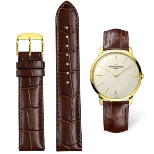 FOUUA Uhrenarmbänder Band Echtes Leder Armband Alligator Geprägte Ersatzarmbänder Armband,Braun-gold,20mm
