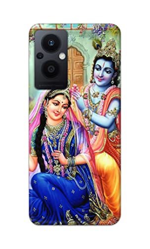 Image of Printed Hard Back Cover Case for Oppo F21 Pro 5G | Oppo F21s Pro 5G | Oppo Reno 7Z 5G Back Cover (Radha Krishna) -1803