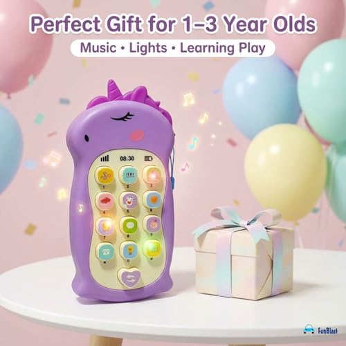 Image of FunBlast Cartoon Musical Mobile Phone for Kids, Mobile with Light & Sound Toys for Babies | Educational Toys for Kids 3+ Years /Boys /Girls-1 Unit (Uni-Purple)