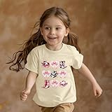Deyaidy Girls Western Cowgirl Bow Country Shirt Cute Rodeo Cowboy Shirts Kids Graphic Summer Tees Cotton Short Sleeve Tops(Apricot,150)