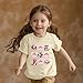 Deyaidy Girls Western Cowgirl Bow Country Shirt Cute Rodeo Cowboy Shirts Kids Graphic Summer Tees Cotton Short Sleeve Tops(Apricot,150)